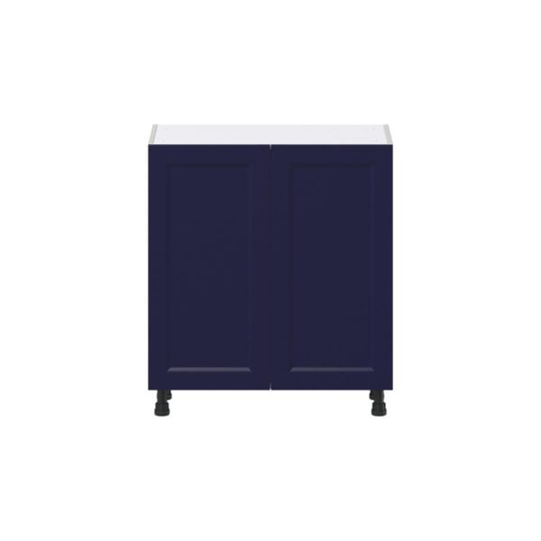 Camellia Painted Midnight Blue Recessed Assembled Shallow Base Cabinet with 2 Full High Doors (30 in. W x 34.5 in. H x 14 in. D)