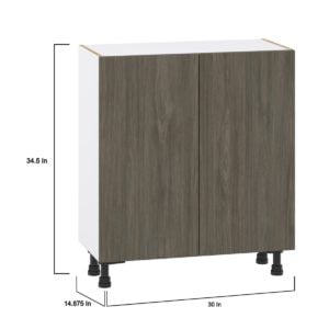 Cordyline Textured Slab Walnut Assembled Shallow Base Cabinet with 2 Full High Doors (30 in. W x 34.5 in. H x 14 in. D)