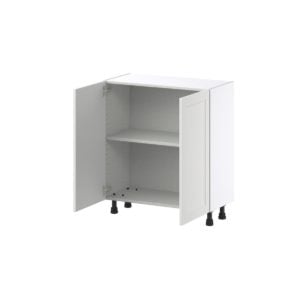 Magnolia Painted Bright White Recessed Assembled Shallow Base Cabinet with 2 Full High Doors (30 in. W x 34.5 in. H x 14 in. D)