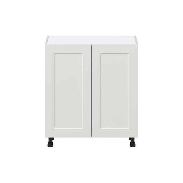 Wisteria Painted Light Gray Recessed Assembled Shallow Base Cabinet with 2 Full High Doors (30 in. W x 34.5 in. H x 14 in. D)