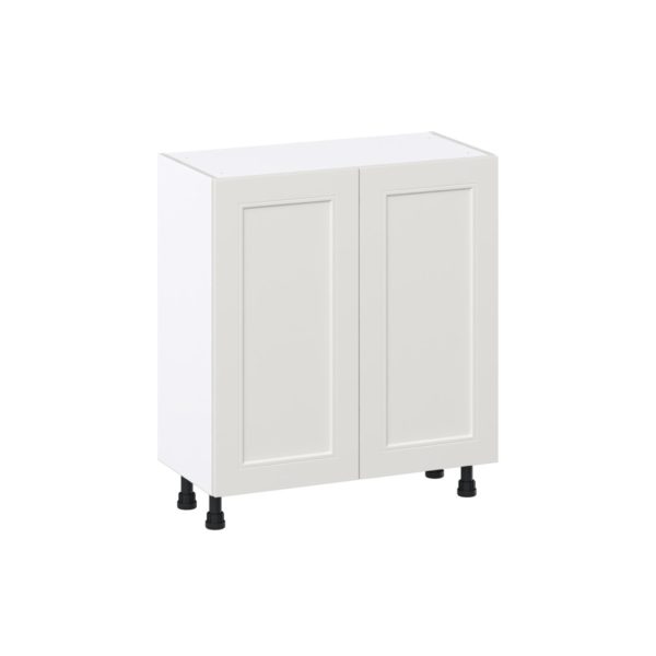 Wisteria Painted Light Gray Recessed Assembled Shallow Base Cabinet with 2 Full High Doors (30 in. W x 34.5 in. H x 14 in. D)