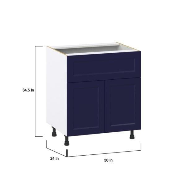 Camellia Painted Midnight Blue Recessed Assembled Base Cabinet with 1 Door and 10 in. Drawer (30 in. W x 34.5 in. H x 24 in. D)