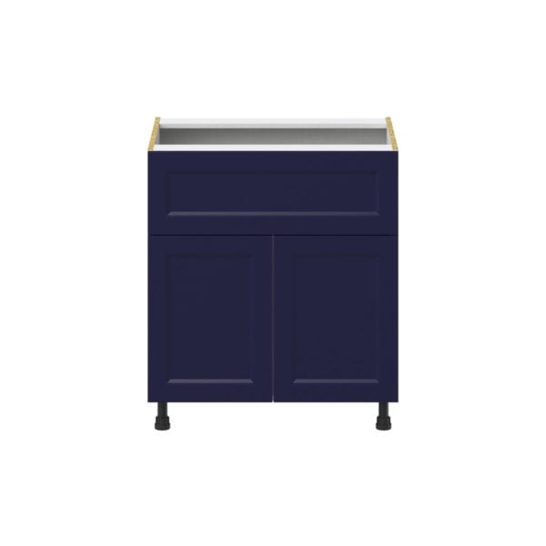 Camellia Painted Midnight Blue Recessed Assembled Base Cabinet with 1 Door and 10 in. Drawer (30 in. W x 34.5 in. H x 24 in. D)