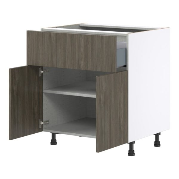 Cordyline Textured Slab Walnut Assembled Base Cabinet with 1 Door and 10 in. Drawer (30 in. W x 34.5 in. H x 24 in. D)