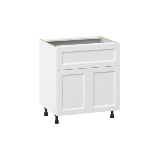 Magnolia Painted Bright White Recessed Assembled Base Cabinet with 1 Door and 10 in. Drawer (30 in. W x 34.5 in. H x 24 in. D)