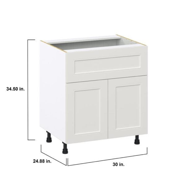 Wisteria Painted Light Gray Recessed Assembled Base Cabinet with 1 Door and 10 in. Drawer (30 in. W x 34.5 in. H x 24 in. D)