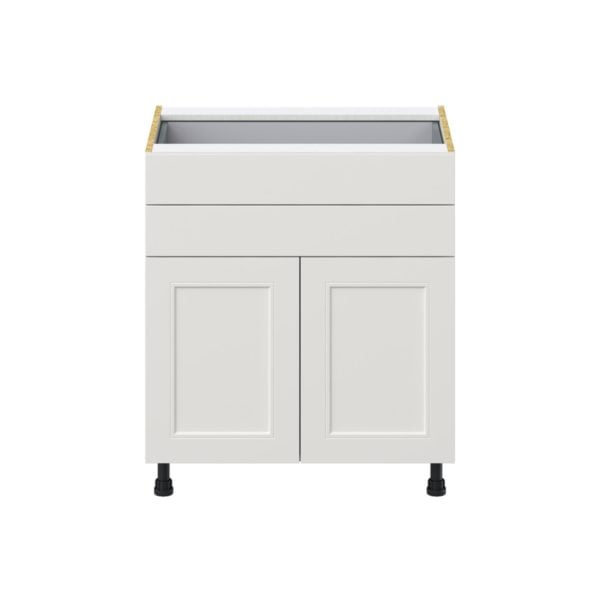 Wisteria Painted Light Gray Recessed Assembled Base Cabinet with Two Doors and Two 5 in. Drawers (30 in. W x 34.5 in. H x 24 in. D)