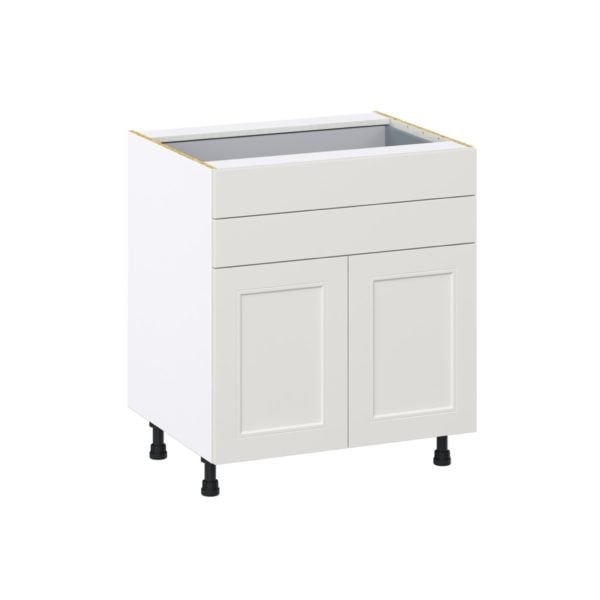 Wisteria Painted Light Gray Recessed Assembled Base Cabinet with Two Doors and Two 5 in. Drawers (30 in. W x 34.5 in. H x 24 in. D)