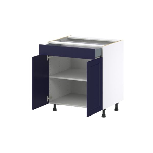 Camellia Painted Midnight Blue Recessed Assembled Base Cabinet with 2  Doors and a Drawer (30 in. W x 34.5 in. H x 24 in. D)