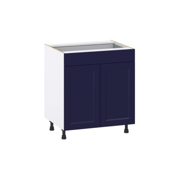 Camellia Painted Midnight Blue Recessed Assembled Base Cabinet with 2  Doors and a Drawer (30 in. W x 34.5 in. H x 24 in. D)