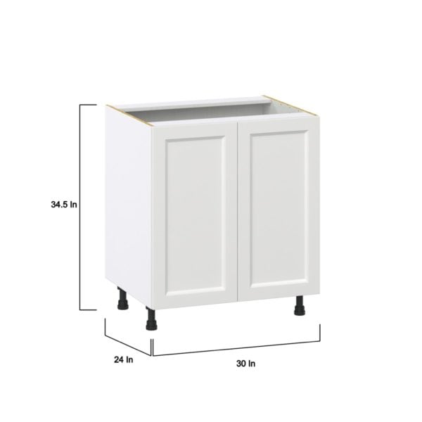 Magnolia Painted Bright White Recessed Assembled Base Cabinet with 2 Full High Doors and 3 Inner Drawers (30 in. W x 34.5 in. H x 24 in. D)