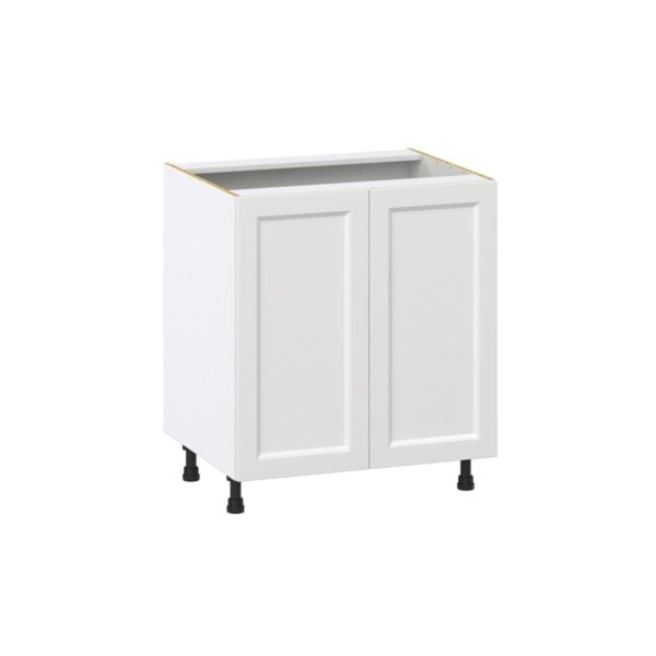 Magnolia Painted Bright White Recessed Assembled Base Cabinet with 2 Full High Doors and 3 Inner Drawers (30 in. W x 34.5 in. H x 24 in. D)