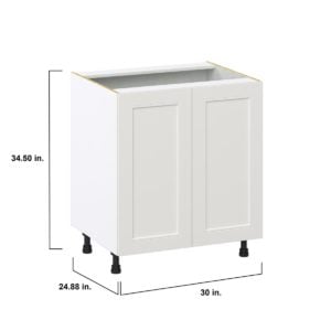 Wisteria Painted Light Gray Recessed Assembled Base Cabinet with 2 Full High Doors and 3 Inner Drawers (30 in. W x 34.5 in. H x 24 in. D)