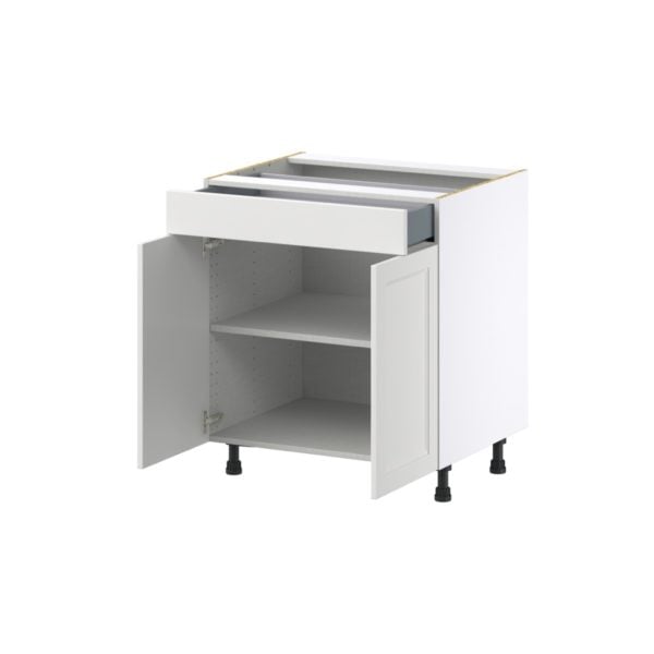 Magnolia Painted Bright White Recessed Assembled Base Cabinet with 2  Doors and a Drawer (30 in. W x 34.5 in. H x 24 in. D)