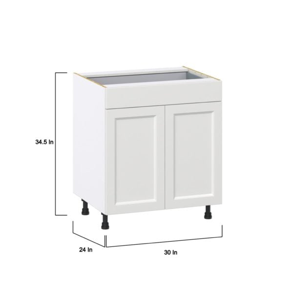 Magnolia Painted Bright White Recessed Assembled Base Cabinet with 2  Doors and a Drawer (30 in. W x 34.5 in. H x 24 in. D)