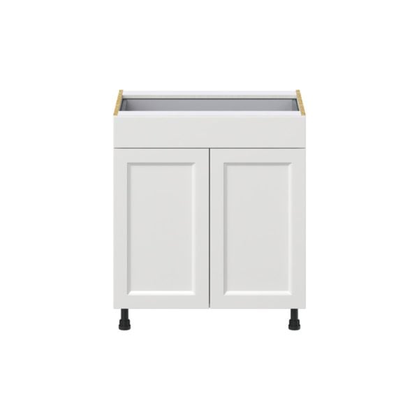 Magnolia Painted Bright White Recessed Assembled Base Cabinet with 2  Doors and a Drawer (30 in. W x 34.5 in. H x 24 in. D)