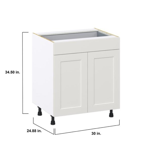 Wisteria Painted Light Gray Recessed Assembled Base Cabinet with 2  Doors and a Drawer (30 in. W x 34.5 in. H x 24 in. D)