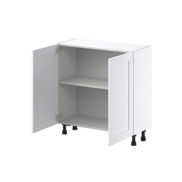 Dahlia Bright White  Shaker Assembled Shallow Base Cabinet with Full High Door (33 in. W X 34.5 in. H X 14 in. D)