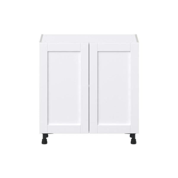 Dahlia Bright White  Shaker Assembled Shallow Base Cabinet with Full High Door (33 in. W X 34.5 in. H X 14 in. D)