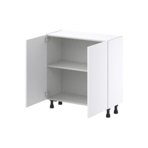 Lily Bright White  Slab Assembled Shallow Base Cabinet with Full High Door (33 in. W X 34.5 in. H X 14 in. D)