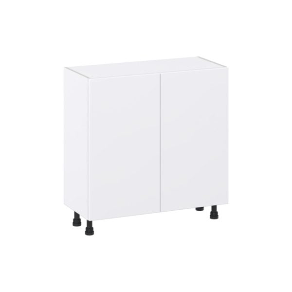 Lily Bright White  Slab Assembled Shallow Base Cabinet with Full High Door (33 in. W X 34.5 in. H X 14 in. D)