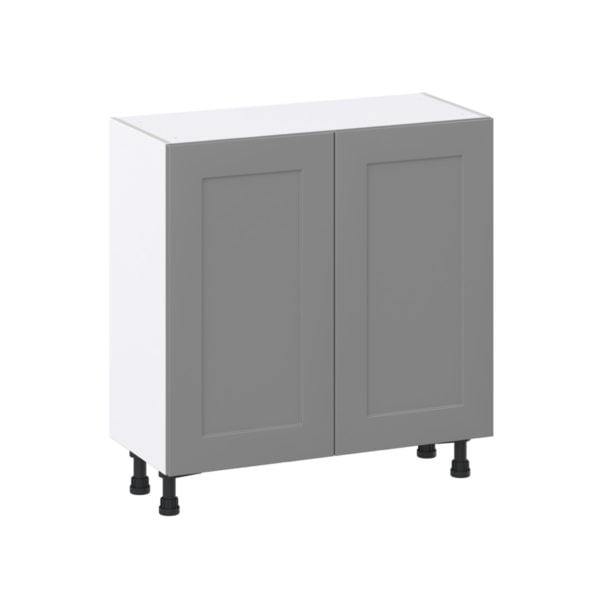 Willow Painted Slate Gray  Shaker Assembled Shallow Base Cabinet with Full High Door (33 in. W X 34.5 in. H X 14 in. D)