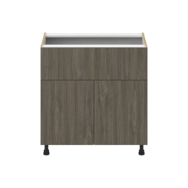 Cordyline Textured Slab Walnut Assembled Base Cabinet with 2 Doors and a 10 in. Drawer (33 in. W X 34.5 in. H X 24 in. D)