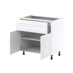 Jasmine Painted Warm White  Shaker Assembled Base Cabinet with 2 Doors and a 10 in. Drawer (33 in. W X 34.5 in. H X 24 in. D)