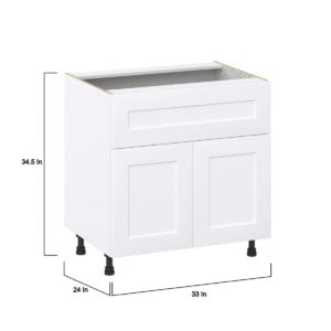 Jasmine Painted Warm White  Shaker Assembled Base Cabinet with 2 Doors and a 10 in. Drawer (33 in. W X 34.5 in. H X 24 in. D)