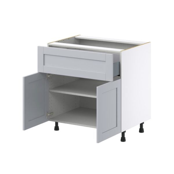 Sea Holly Light Gray  Shaker Assembled Base Cabinet with 2 Doors and a 10 in. Drawer (33 in. W X 34.5 in. H X 24 in. D)