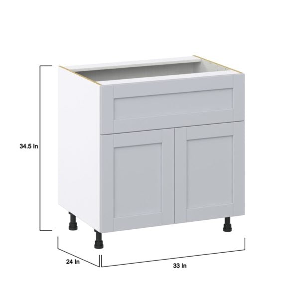 Sea Holly Light Gray  Shaker Assembled Base Cabinet with 2 Doors and a 10 in. Drawer (33 in. W X 34.5 in. H X 24 in. D)