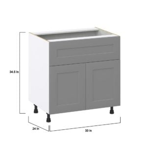 Willow Painted Slate Gray  Shaker Assembled Base Cabinet with 2 Doors and a 10 in. Drawer (33 in. W X 34.5 in. H X 24 in. D)