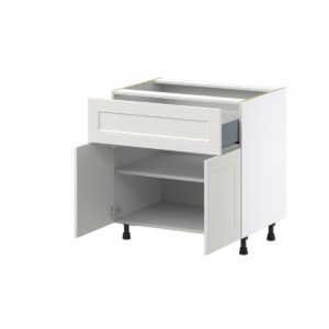 Wisteria Painted Light Gray Recessed Assembled Base Cabinet with 2 Doors and a 10 in. Drawer (33 in. W X 34.5 in. H X 24 in. D)