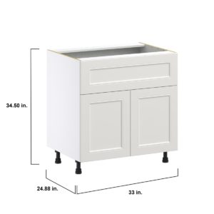 Wisteria Painted Light Gray Recessed Assembled Base Cabinet with 2 Doors and a 10 in. Drawer (33 in. W X 34.5 in. H X 24 in. D)