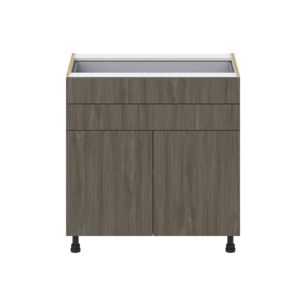 Cordyline Textured Slab Walnut Assembled Base Cabinet with 2 Doors and Two 5 in. Drawers (33 in. W X 34.5 in. H X 24 in. D)