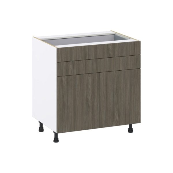 Cordyline Textured Slab Walnut Assembled Base Cabinet with 2 Doors and Two 5 in. Drawers (33 in. W X 34.5 in. H X 24 in. D)