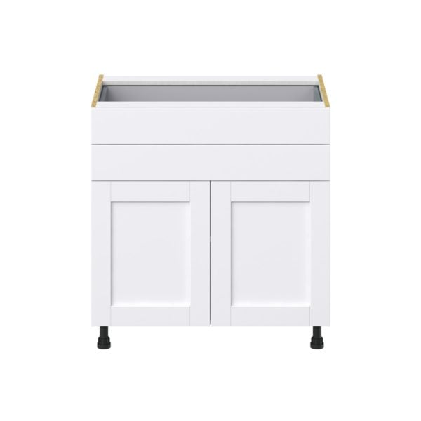 Dahlia Bright White  Shaker Assembled Base Cabinet with 2 Doors and Two 5 in. Drawers (33 in. W X 34.5 in. H X 24 in. D)