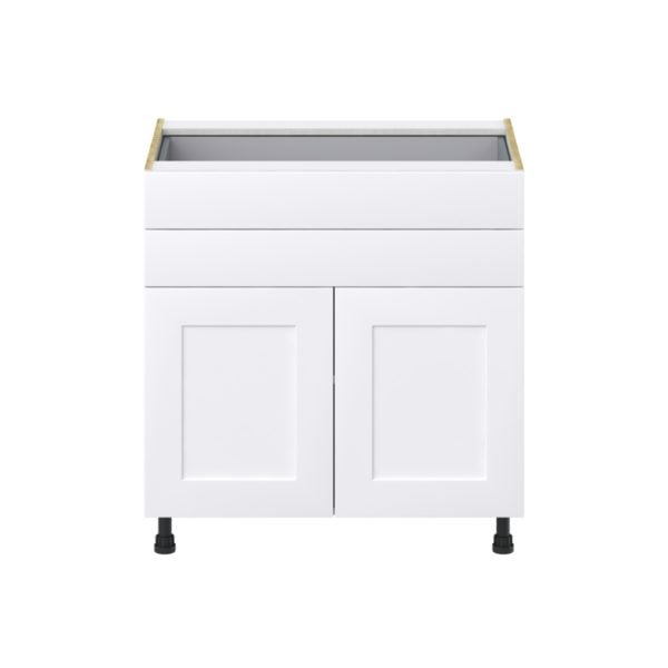 Jasmine Painted Warm White  Shaker Assembled Base Cabinet with 2 Doors and Two 5 in. Drawers (33 in. W X 34.5 in. H X 24 in. D)