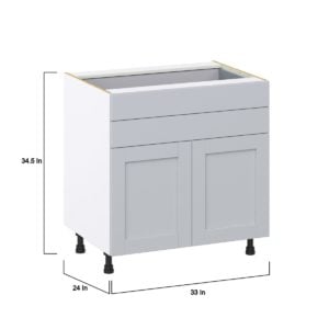 Sea Holly Light Gray  Shaker Assembled Base Cabinet with 2 Doors and Two 5 in. Drawers (33 in. W X 34.5 in. H X 24 in. D)