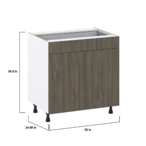 Cordyline Textured Slab Walnut Assembled Base Cabinet with 2  Doors and 1 Drawer (33 in. W X 34.5 in. H X 24 in. D)