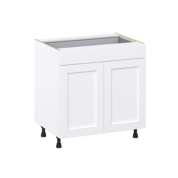 Dahlia Bright White  Shaker Assembled Base Cabinet with 2  Doors and 1 Drawer (33 in. W X 34.5 in. H X 24 in. D)