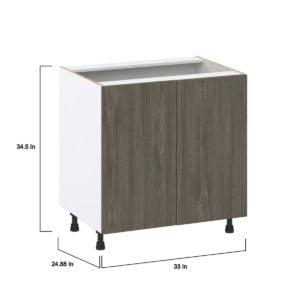 Cordyline Textured Slab Walnut Assembled Base Cabinet with 2 Full High Doors (33 in. W X 34.5 in. H X 24 in. D)