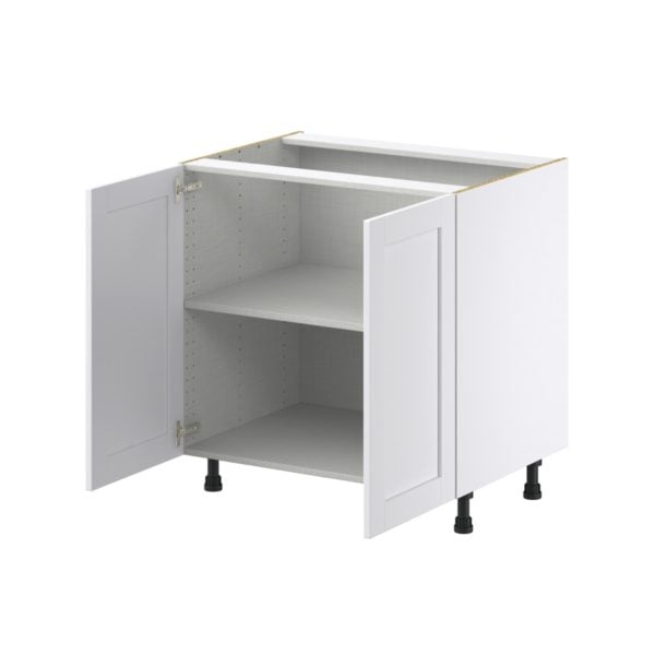 Dahlia Bright White  Shaker Assembled Base Cabinet with 2 Full High Doors (33 in. W X 34.5 in. H X 24 in. D)