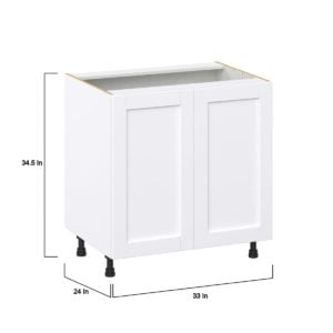 Dahlia Bright White  Shaker Assembled Base Cabinet with 2 Full High Doors (33 in. W X 34.5 in. H X 24 in. D)