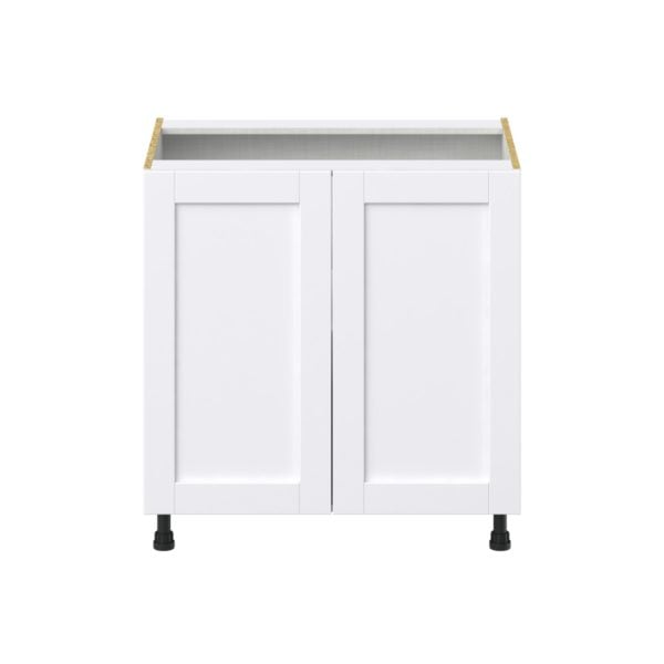 Dahlia Bright White  Shaker Assembled Base Cabinet with 2 Full High Doors (33 in. W X 34.5 in. H X 24 in. D)