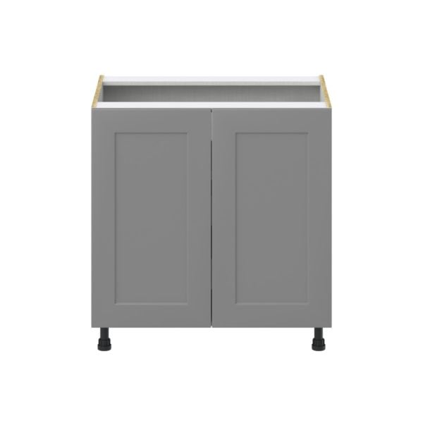 Willow Painted Slate Gray  Shaker Assembled Base Cabinet with 2 Full High Doors and 3 Inner Drawers (33 in. W X 34.5 in. H X 24 in. D)