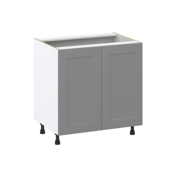 Willow Painted Slate Gray  Shaker Assembled Base Cabinet with 2 Full High Doors and 3 Inner Drawers (33 in. W X 34.5 in. H X 24 in. D)