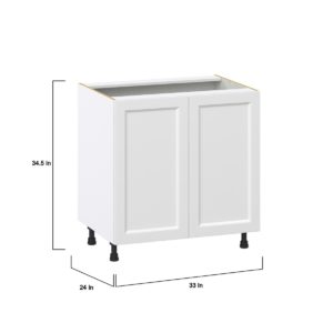 Magnolia Painted Bright White Recessed Assembled Base Cabinet with 2 Full High Doors (33 in. W X 34.5 in. H X 24 in. D)