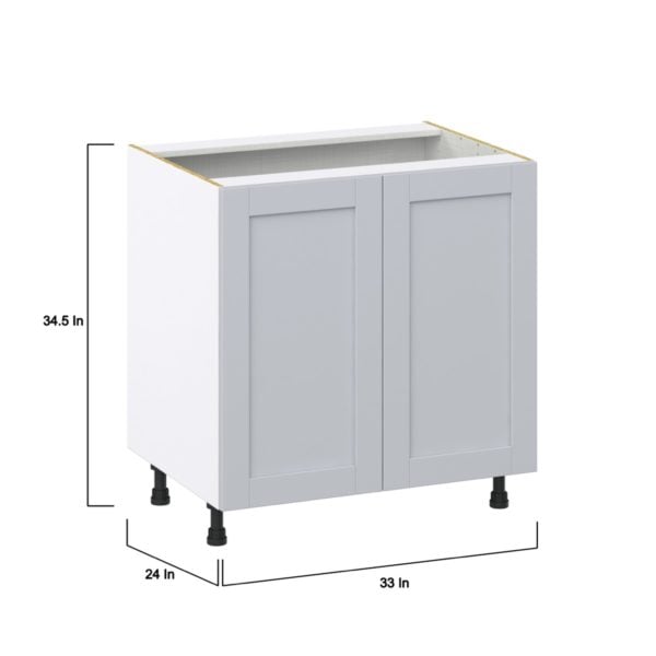 Sea Holly Light Gray  Shaker Assembled Base Cabinet with 2 Full High Doors (33 in. W X 34.5 in. H X 24 in. D)