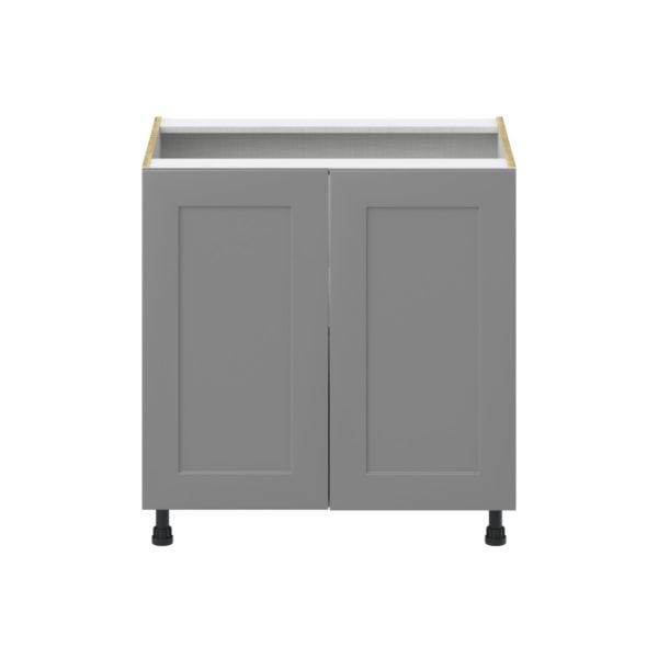 Willow Painted Slate Gray  Shaker Assembled Base Cabinet with 2 Full High Doors (33 in. W X 34.5 in. H X 24 in. D)